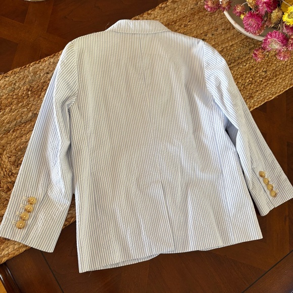Kids Polo Ralph Lauren Seersucker Light Blue and White Striped Jacket - Picture 2 of 5
